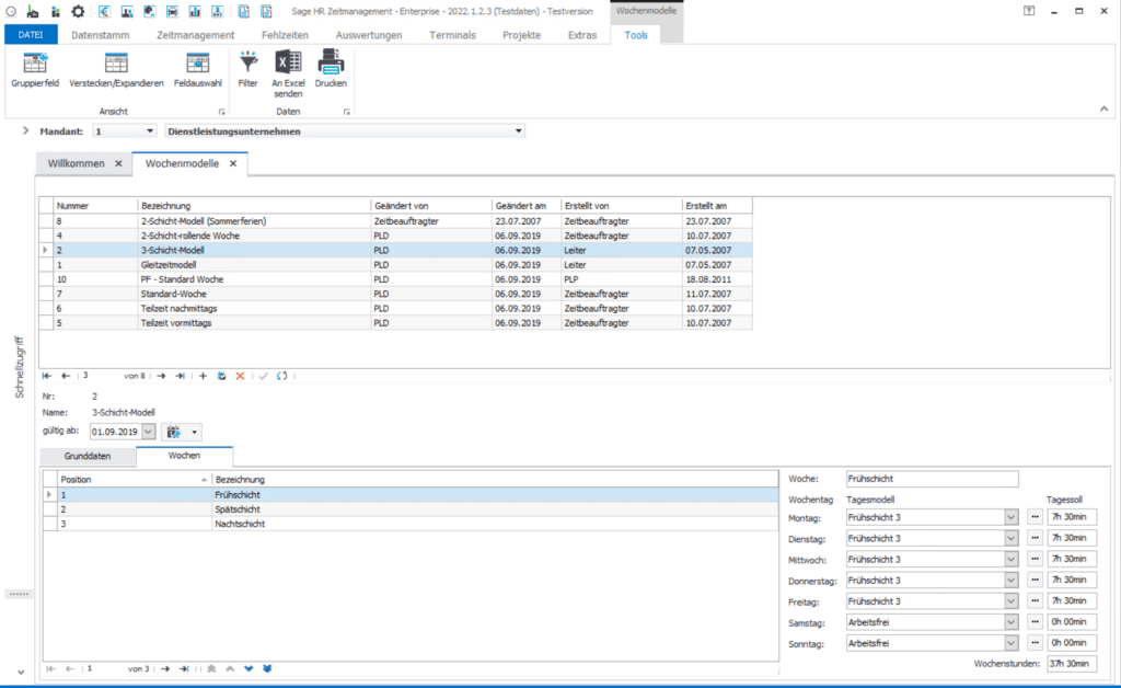 Wochenmodell Sage HR Zeitmanagement