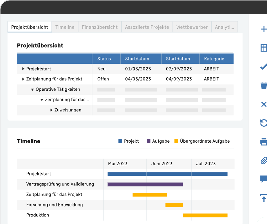 Projektübersicht Sage CRM